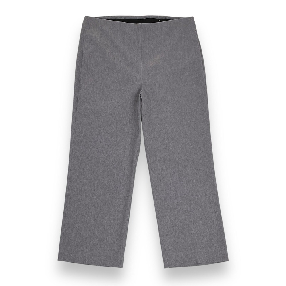 Chicos Pants Women 2 (US 12) Gray Pull On Elastic Slimming Crop Office Career